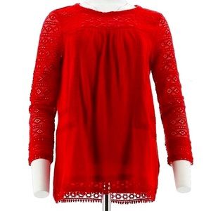 Vintage America Women’s Red Long Sleeve Tunic Style Top, S